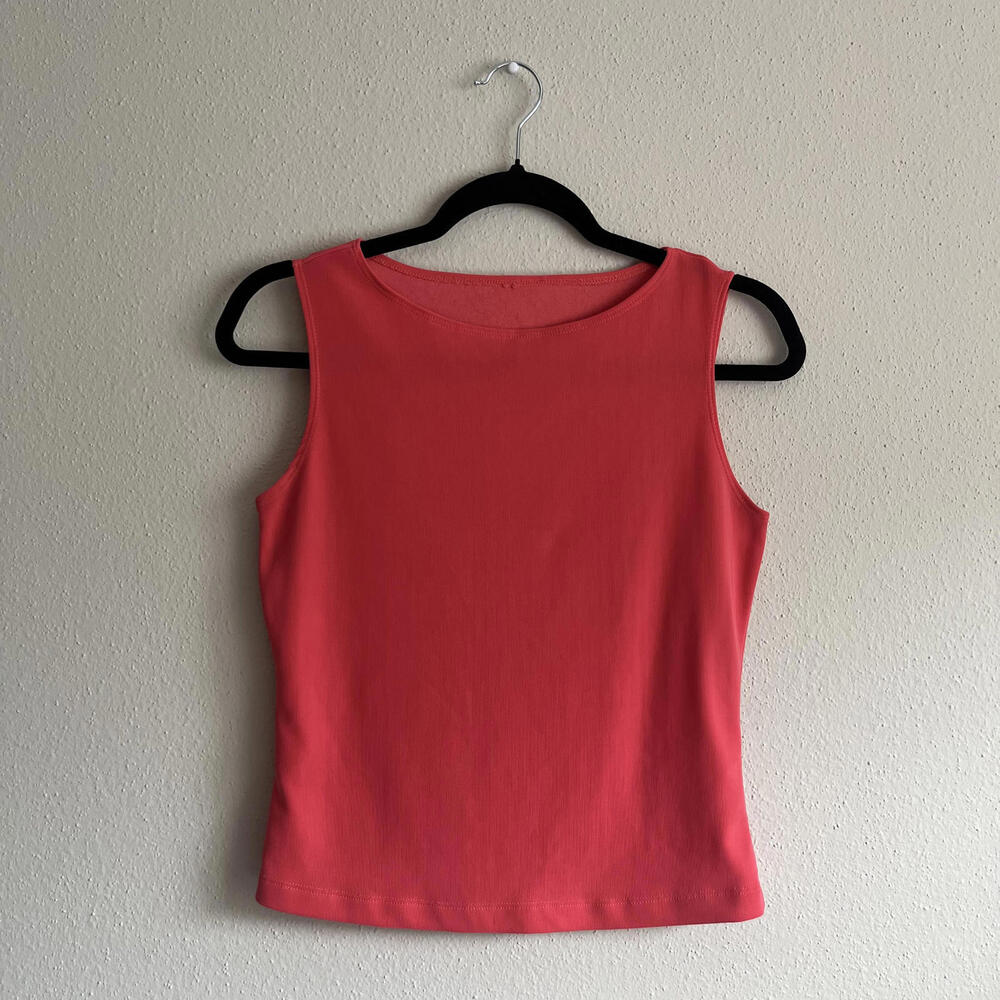 ✨SOLD✨ Vintage Slinky Sleeveless Top Small Pink High Neck Casual Girlhood